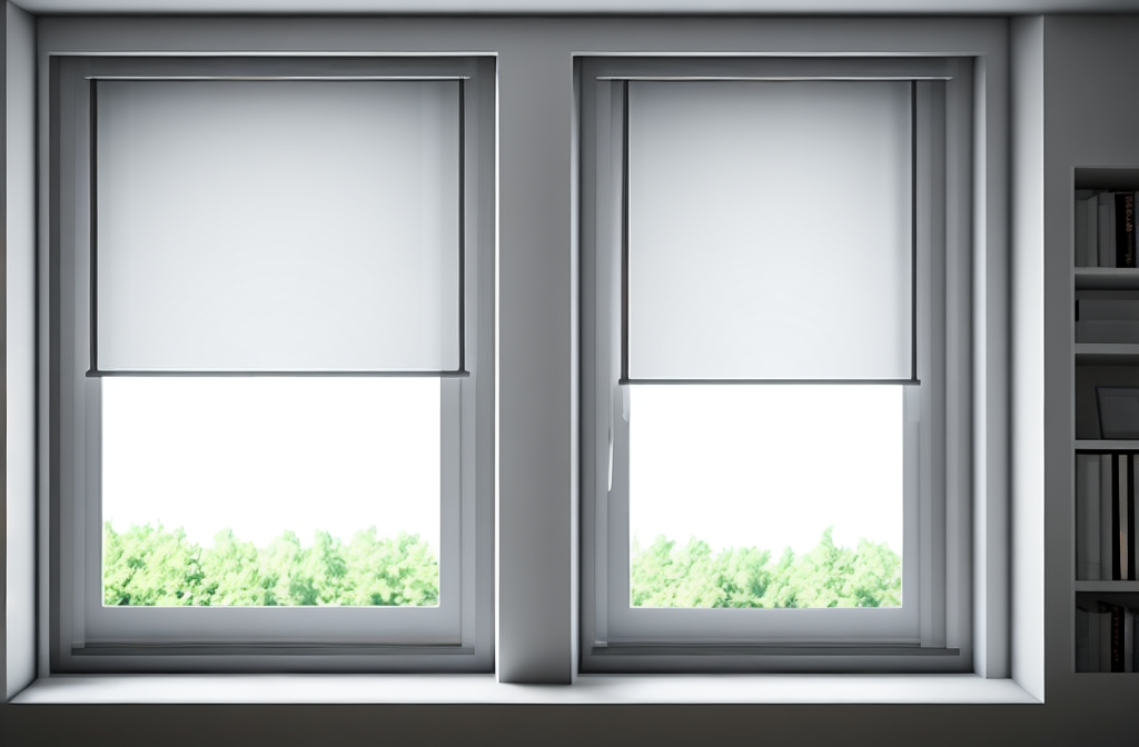 Nowoczesne pomieszczenie z roletami wizualizacja